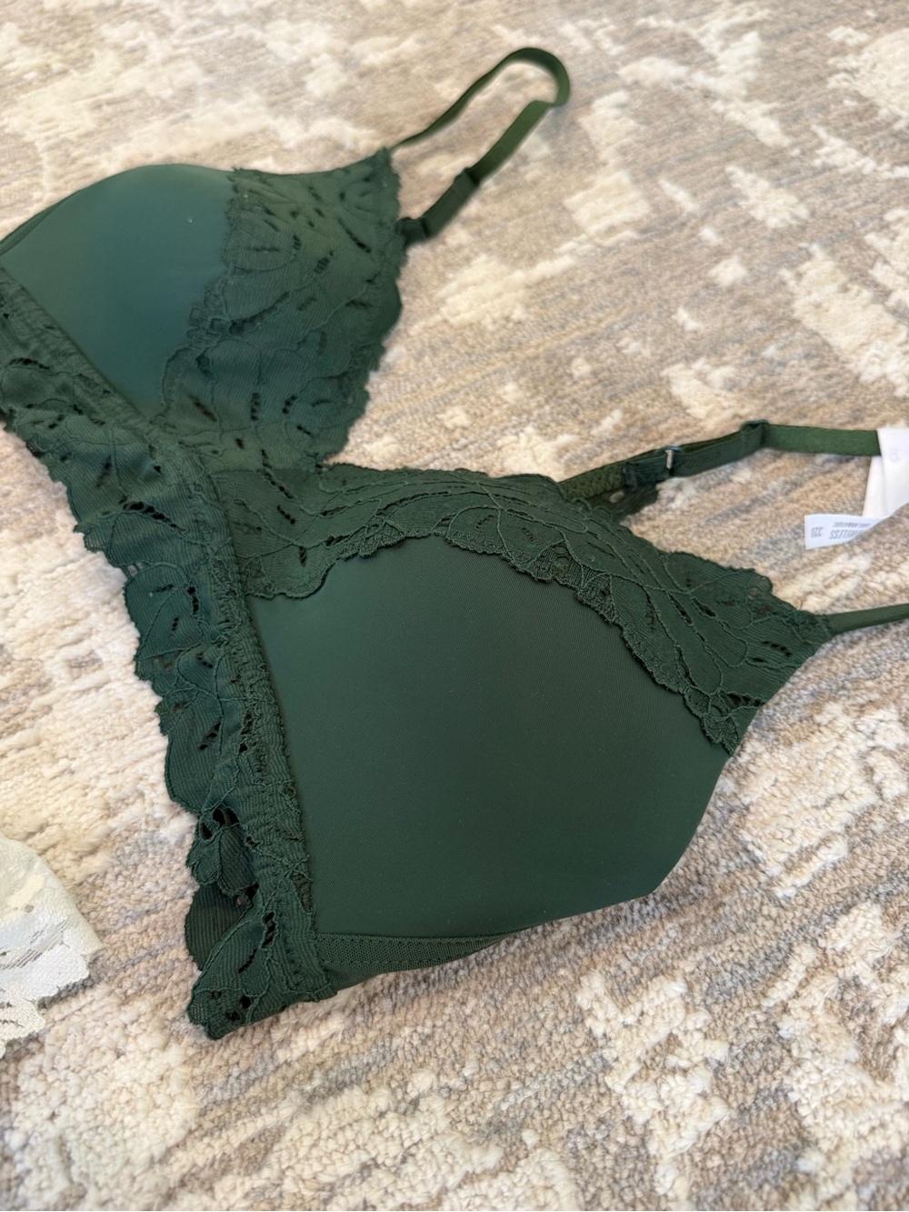 aerie Lace-Trim Wireless Bra Duo - Dark Green & Ivory - Picture 5 of 8